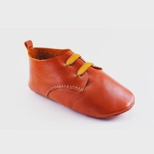 Orange Leather Baby Booties